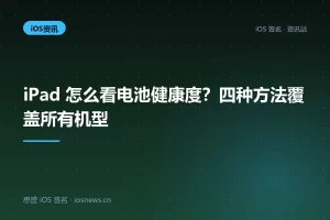iPad 怎么看电池健康度？四种方法覆盖所有机型
